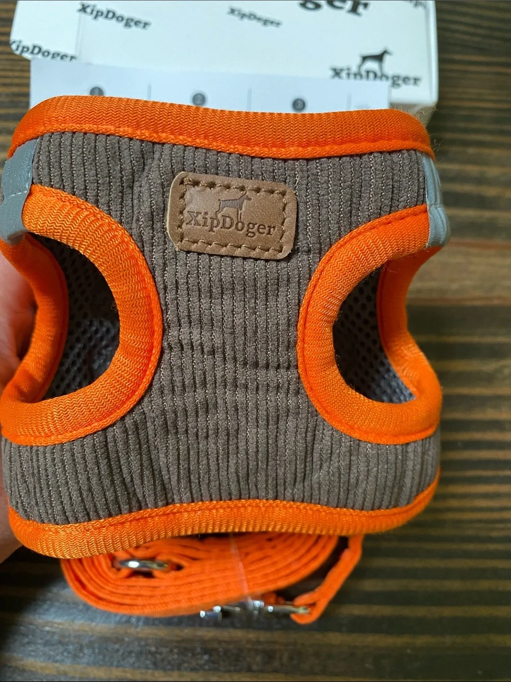 XipDoger Orange & Brown Puppy Harness with Matching Leash - size XXS